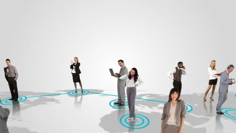 Business-people-connecting-on-white-background