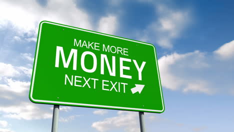 Make-more-money-sign-against-blue-sky-