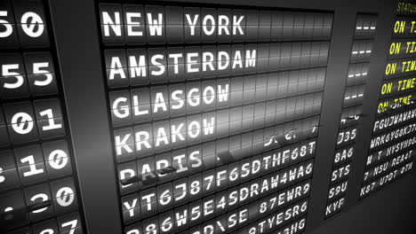 Black-arrivals-board-showing-on-time-flights