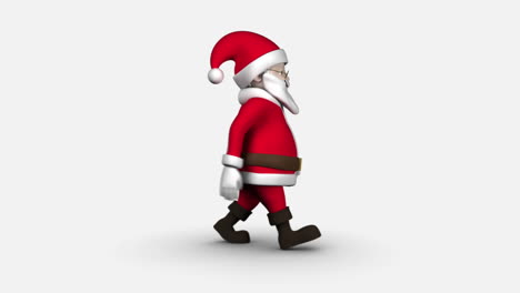 Cartoon-Santa-walking-on-white-background