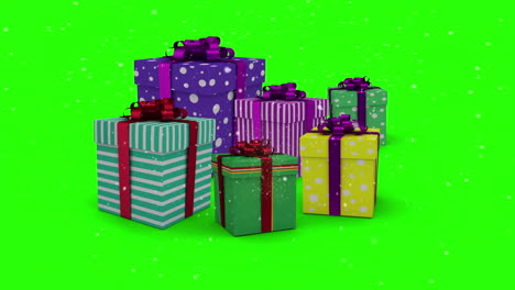 Christmas-presents-appearing-on-green-background