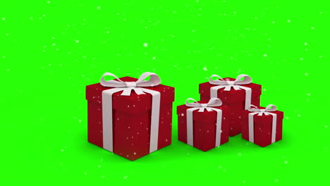 Weihnachtsgeschenke-Hüpfen-Auf-Grünem-Hintergrund