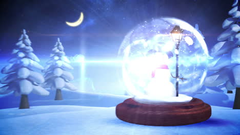 Snowman-inside-snow-globe-with-magic-lights