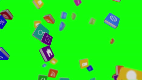 Falling-computer-app-icon-cubes