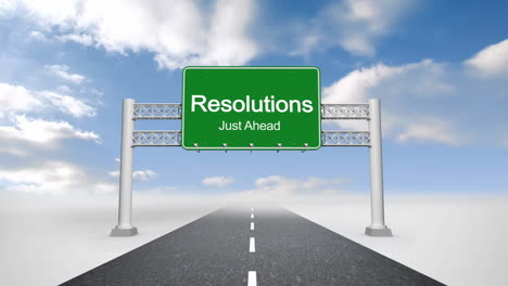 Resolutions-just-ahead-sign-against-blue-sky