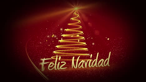 Luz-Dorada-Formando-Diseño-De-árbol-De-Navidad-Con-Saludo