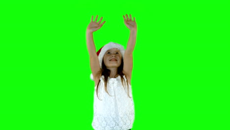Festive-little-girl-waving-in-slow-motion
