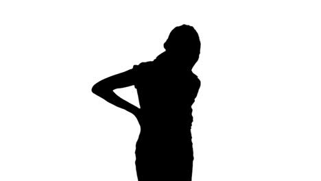 Woman-getting-back-pain-in-black-silhouette