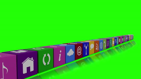 App-icons-on-line-of-cubes