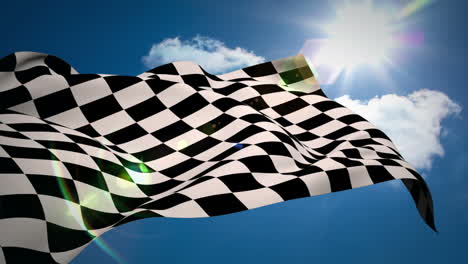 Checkered-flag-against-blue-sky