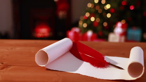 Scroll-and-quill-on-table-at-christmas