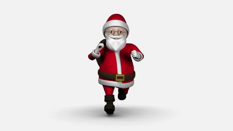 Cartoon-Santa-running-on-white-background