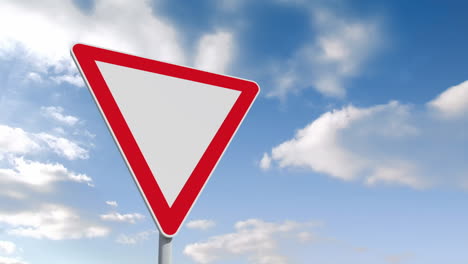 Red-and-white-road-sign-over-cloudy-sky