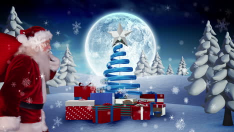 Santa-delivering-presents-at-the-north-pole