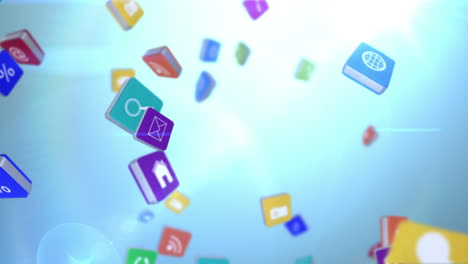 Falling-computer-app-icon-cubes