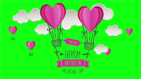 Feliz-Día-De-San-Valentín-Vector-Con-Globos-Aerostáticos-De-Corazón