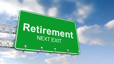 Retirement-next-exit-sign-against-blue-sky-