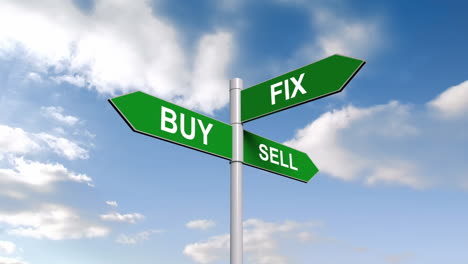 Kaufen-Fix-Verkaufen-Wegweiser-Gegen-Blauen-Himmel