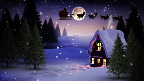 Seamless-christmas-scene-with-cottage-and-lights