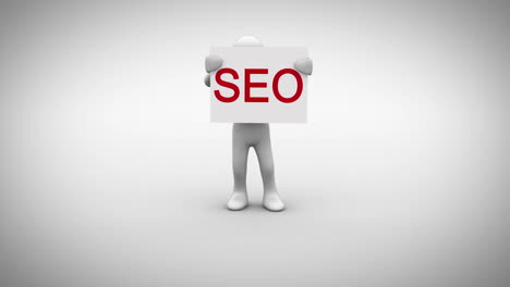 White-character-holding-sign-saying-seo