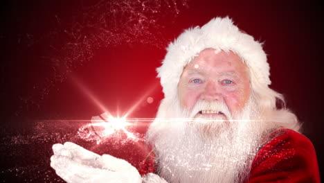 Santa-Haciendo-Aparecer-Un-Mágico-Regalo-De-Navidad