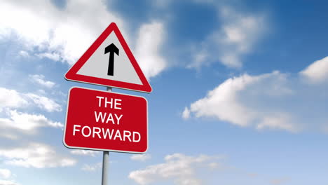 The-way-forward-sign-against-blue-sky-