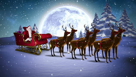 Santa-waving-in-his-sleigh-with-reindeer