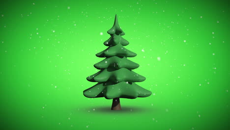 Snow-falling-on-revolving-fir-tree