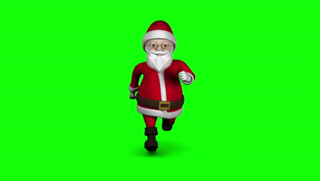 Cartoon-Santa-walking-on-green-background