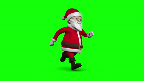 Cartoon-Weihnachtsmann-Läuft-Auf-Grünem-Hintergrund