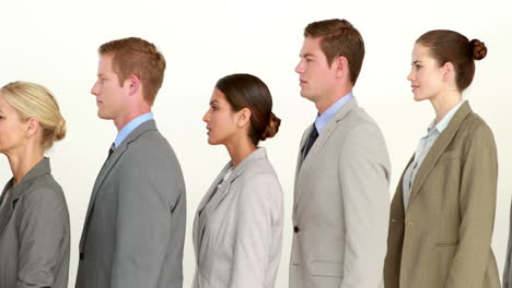 Business-people-standing-line-up-
