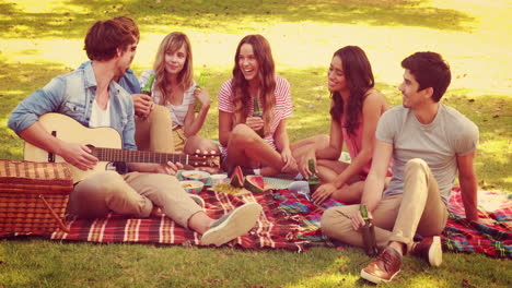 Happy-friends-talking-together-in-the-park