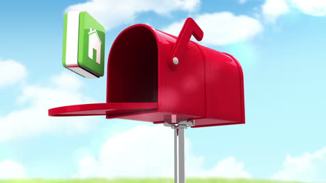 House-symbol-in-the-mailbox-on-cloudy-background
