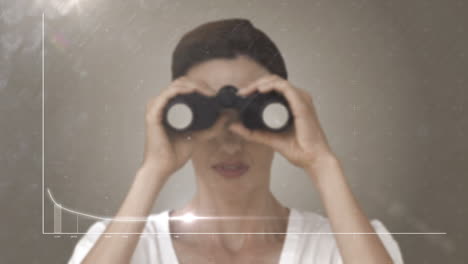 Businesswoman-looking-through-binoculars-at-graph