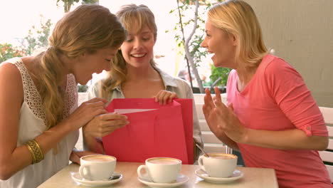 Woman-showing-her-friends-her-purchase