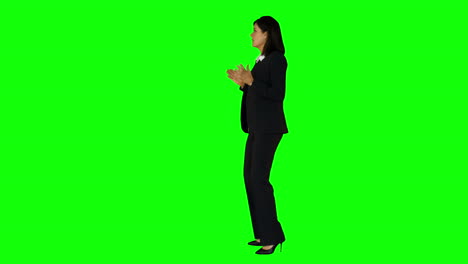 Irritated-businesswoman-on-green-screen-