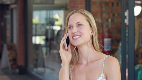 Pretty-blonde-having-phone-call