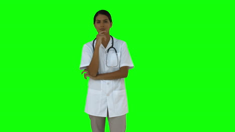 Nurse-standing-and-thinking