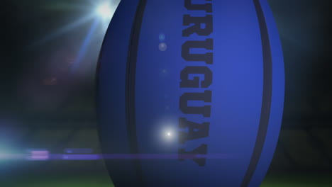 Uruguay-rugby-ball-in-stadium-with-flashing-lights-