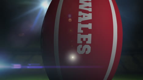 Wales-Rugby-Ball-Im-Stadion-Mit-Blinkenden-Lichtern-