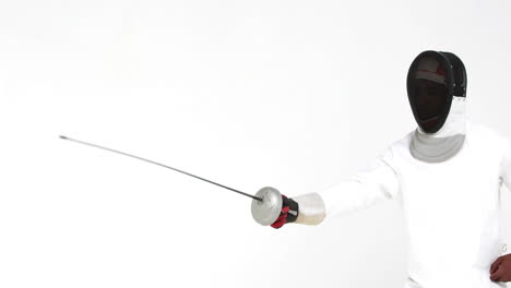 Sportsman-playing-fencing