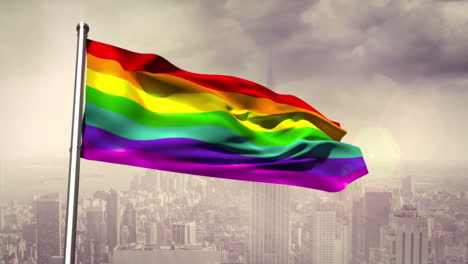Rainbow-flag-blowing-in-the-breeze-