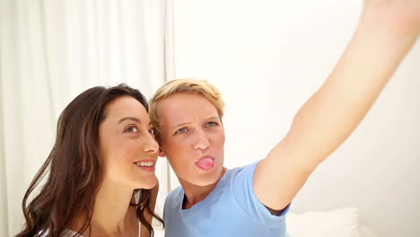 Lesbisches-Paar-Macht-Ein-Selfie