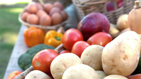 Overview-of-organic-vegetables-on-stall-in-slow-motion