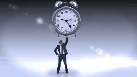 Businessman-holding-giant-alarm-clock-