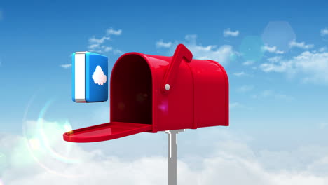 Cloud-icon-in-the-mailbox-on-blue-sky-background