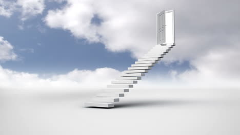 Stair-with-an-opening-door-in-the-cloudy-sky