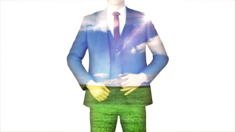 Businessman-with-sky-and-grass-overlay