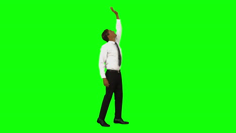 Businessman-standing-and-high-fiving