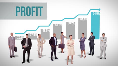 Business-team-standing-against-profitable-graph